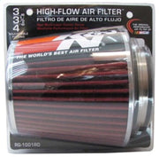 K&N Universal Air Filter Chrome Round Tapered Red - 4in Flange ID x 1.125in Flange Length x 5.5in H K&N Engineering Air Filters - Universal Fit