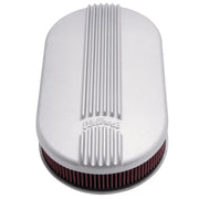 Edelbrock Air Cleaner Classic Series Oval Aluminum 17 5In X 9 35In X 4 45In Dual Carburetor Edelbrock Air Filters - Universal Fit