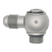 DeatschWerks 6AN ORB Male to 6AN Male Flare Low Profile 90-Degree Swivel - Anodized DW Titanium DeatschWerks Fittings
