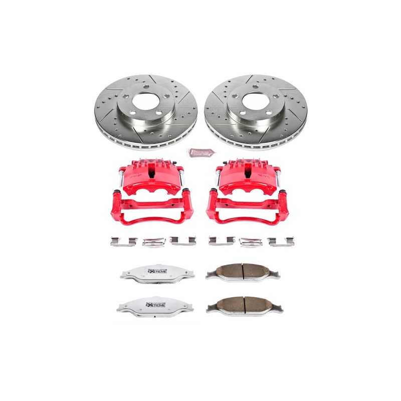 Power Stop 99-02 Ford Mustang Front Z26 Street Warrior Brake Kit w/Calipers PowerStop Brake Kits - Performance D&S