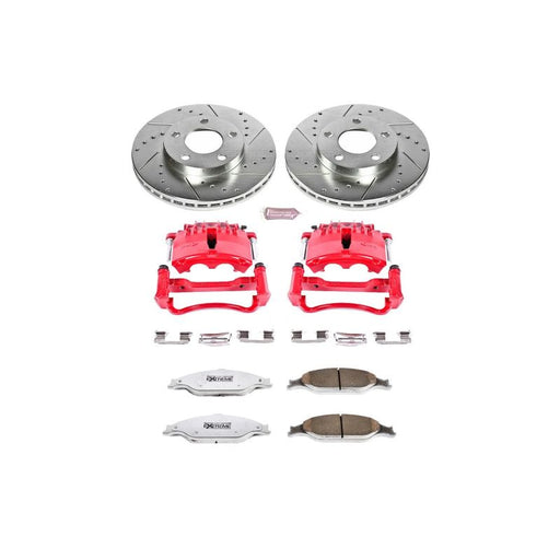 Power Stop 99-02 Ford Mustang Front Z26 Street Warrior Brake Kit w/Calipers PowerStop Brake Kits - Performance D&S