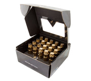 NRG 700 Series M12 X 1.25 Steel Lug Nut w/Dust Cap Cover Set 21 Pc w/Locks & Socket - Chrome Gold NRG Lug Nuts