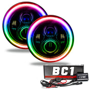 Oracle 7in High Powered LED Headlights - Black Bezel - ColorSHIFT - BC1 ORACLE Lighting Headlights