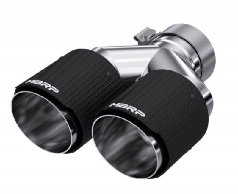 MBRP 3in ID / Dual 4in OD Out Staggered L 9.87in / R 9.37in Dual Wall Carbon Fiber Univ Exhaust Tip MBRP Tips