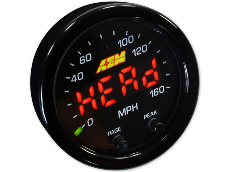 AEM X-Series 0-160 MPH Black Bezel w/ Black Face GPS Speedometer Gauge AEM Gauges