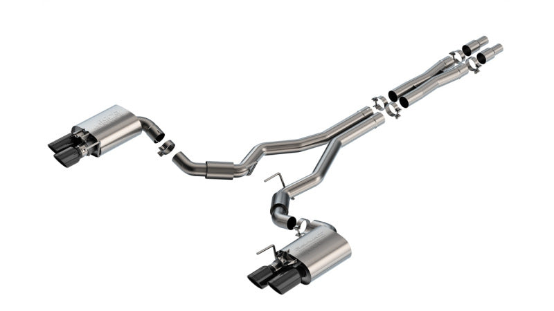 Borla 2024 Ford Mustang GT 5.0L V8 w/ Active Exhaust S-Type Cat-Back Exhaust System - Black Chrome Borla Catback