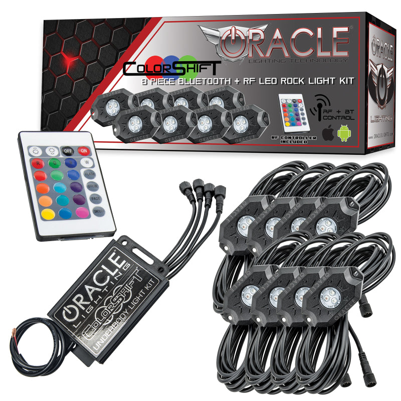 Oracle Bluetooth + RF Underbody Rock Light Kit - 8 PCS - ColorSHIFT ORACLE Lighting Light Bars & Cubes