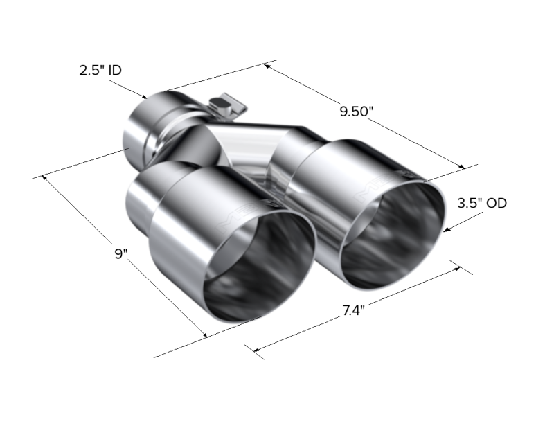 MBRP Universal T304 SS Dual Tip 3.5in OD/2.5in Inlet MBRP Tips