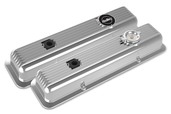 Holley Valve Covers - Muscle Series - Finned - SBC - Polished 241-137 HOLLEY Autoparts