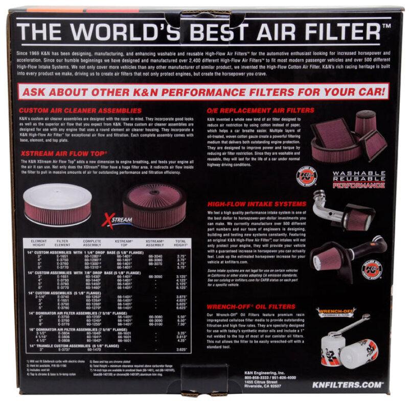 K&N Round Air Filter Assembly 5-1/8in FLG 11in OD 3-3/8in K&N Engineering Air Filters - Direct Fit