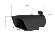 MBRP Universal Tip 4.75inx 3in Rectangle Angled Cut 3in O.D. inlet Pass. Side 7.375in length Black MBRP Tips