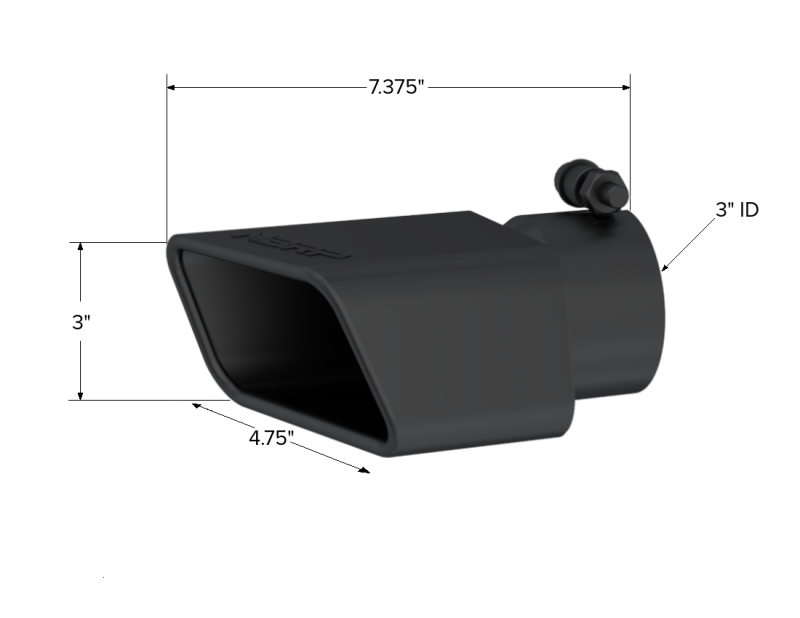 MBRP Universal Tip 4.75inx 3in Rectangle Angled Cut 3in O.D. inlet Pass. Side 7.375in length Black MBRP Tips