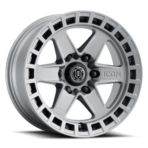 ICON Raider 17x8.5 6x135 6mm Offset 5in BS Titanium Wheel ICON Wheels - Cast
