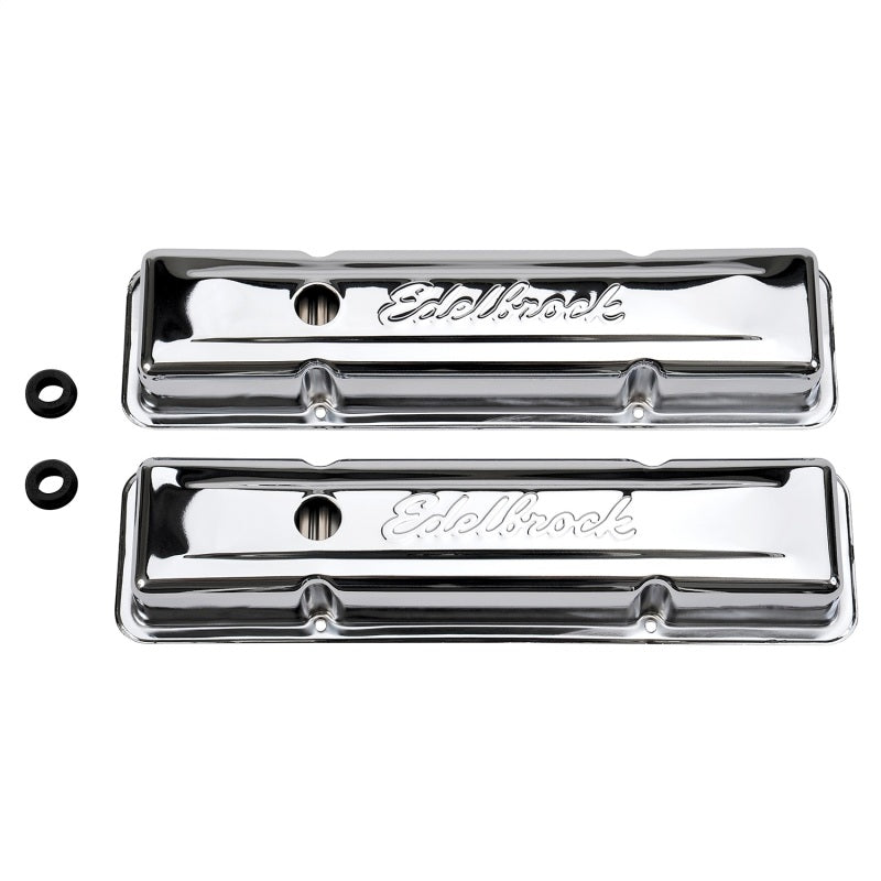Edelbrock Valve Cover Signature Series Chevrolet 1959-1986 262-400 CI V8 Low Chrome Edelbrock Valve Covers