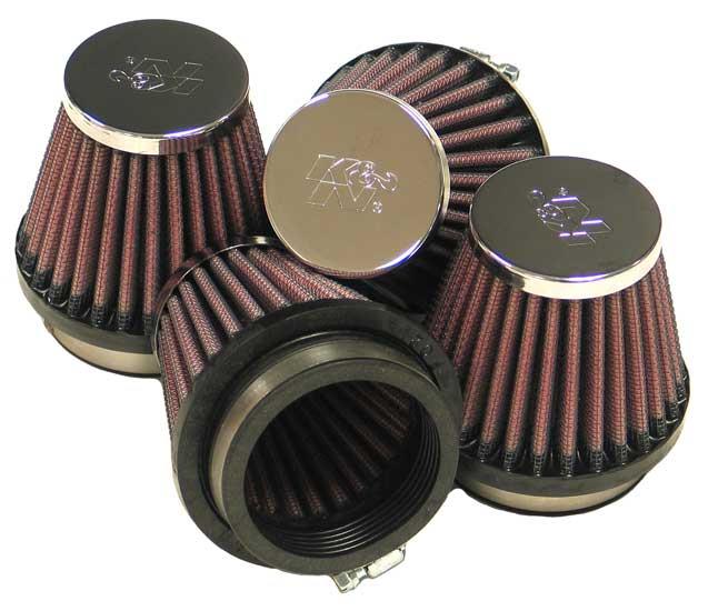 K&N Universal Chrome Filter 2.125 in Flange ID / 3in Base OD / 2in Top OD / 2.75in H (4 per box) K&N Engineering Air Filters - Universal Fit