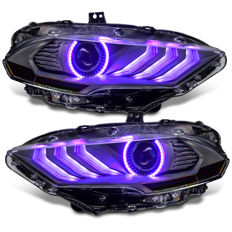 Oracle Lighting 18-23 Ford Mustang Dynamic ColorSHIFT LED Headlights - Black Series ORACLE Lighting Headlights
