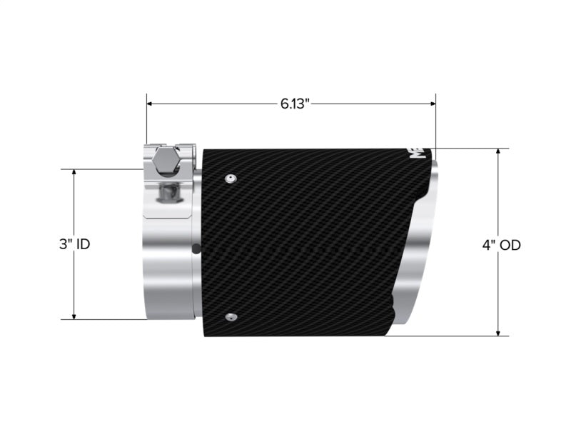 MBRP Universal Carbon Fiber Tip 3in ID / 4in OD Out / 6.13in Length Angle Cut Dual Wall MBRP Tips