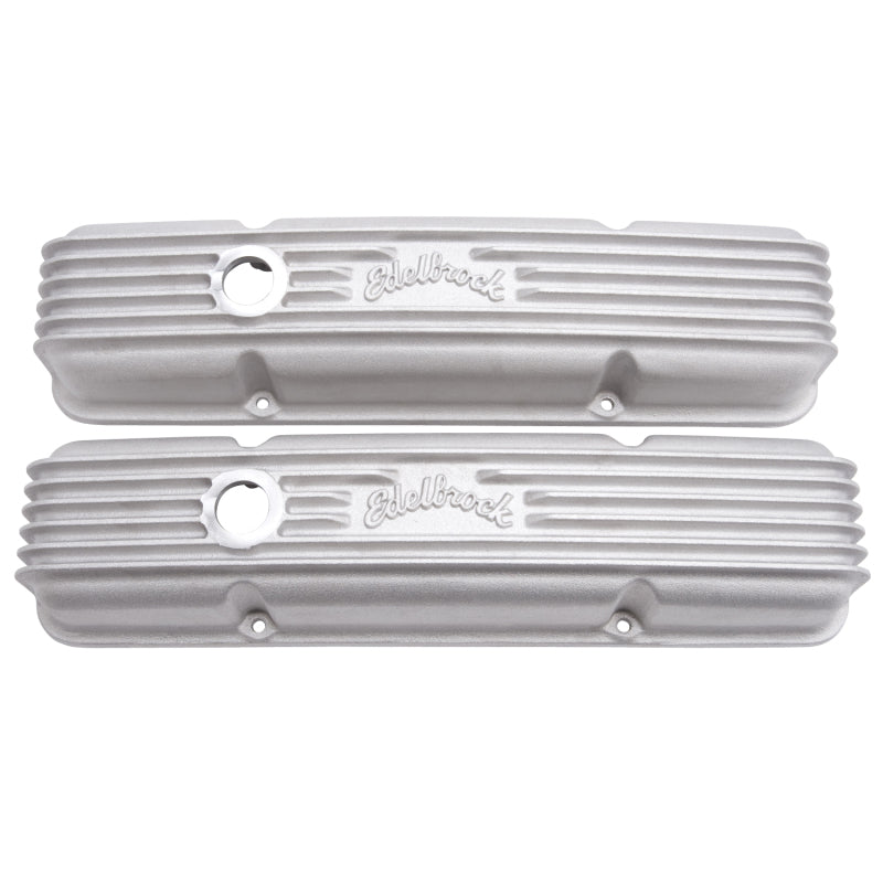 Edelbrock Valve Cover Classic Series Chevrolet 1959-1986 262-400 CI V8 w/ Breather Holes Satin Edelbrock Valve Covers