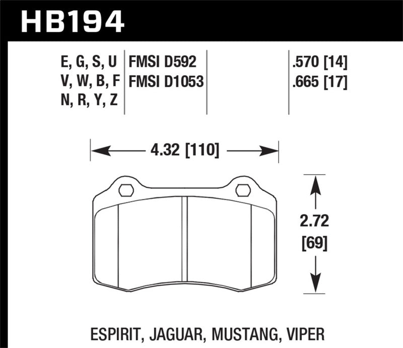 Hawk 2010 Camaro SS HPS Street Rear Brake Pads Hawk Performance Brake Pads - Performance