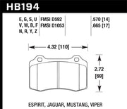 Hawk Mustang/Camaro/Lotus Brembo Calipers ER-1 Endurance Racing Brake Pads Hawk Performance Brake Pads - Racing