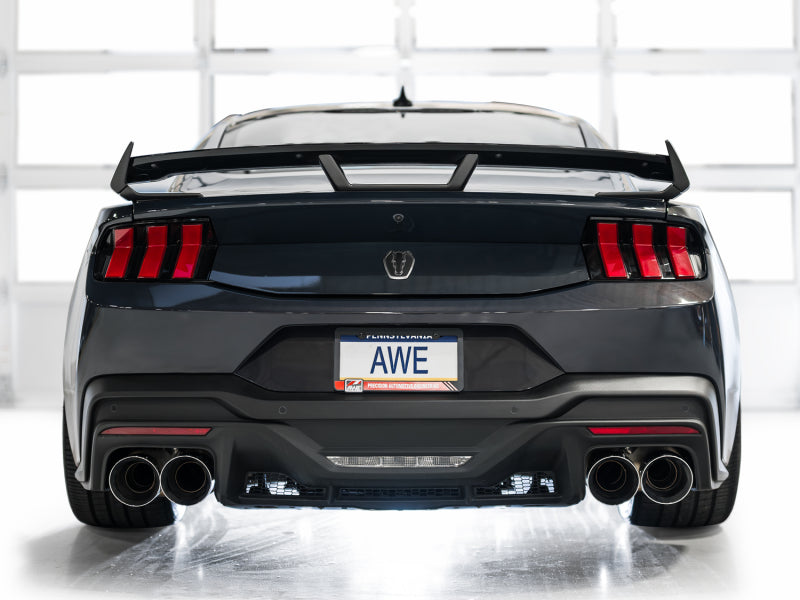 AWE 2024 Ford Mustang Dark Horse S650 RWD Track Edition Cat-Back Exhaust w/ Quad Chrome Silver Tips AWE Tuning Catback