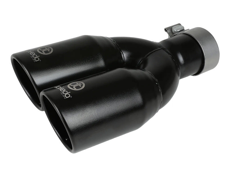 aFe Takeda 304 Stainless Steel Clamp-on Exhaust Tip Black 2-1/2ininlet x 3-1/2in Outlet X 12in L aFe Tips