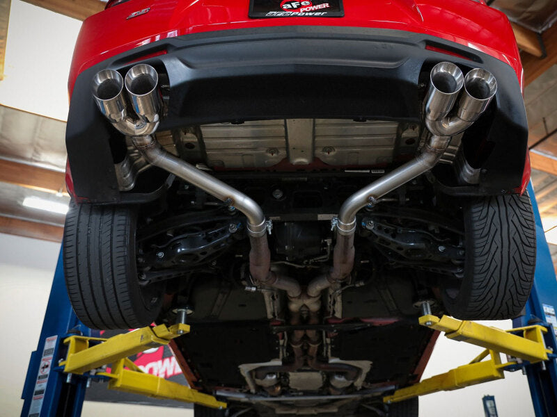 aFe POWER MACH Force-Xp 3in Axle-Back Exhaust 16-20 Chevy Camaro SS V8 6.2L w/o Mufflers - Polished aFe Catback