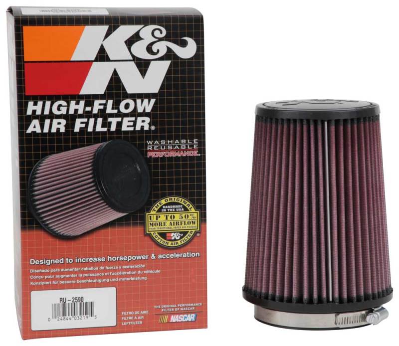 K&N Filter Universal Rubber Filter 4 inch Flange 5 3/8 inch Base 4 3/8 inch Top 7 inch Height K&N Engineering Air Filters - Universal Fit