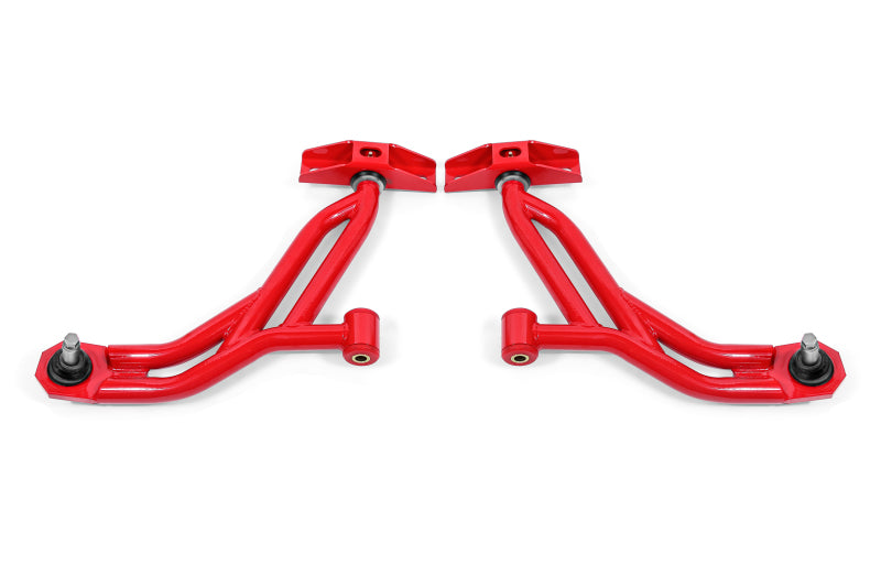 BMR 10-14 Ford Mustang Non-Adj. Lower A-Arms Delrin/Rod End w/ 19mm Tall Ball Joint - Red BMR Suspension Control Arms