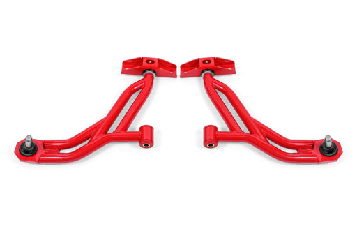 BMR 10-14 Ford Mustang Non-Adj. Lower A-Arms Delrin/Rod End w/ 19mm Tall Ball Joint - Red BMR Suspension Control Arms