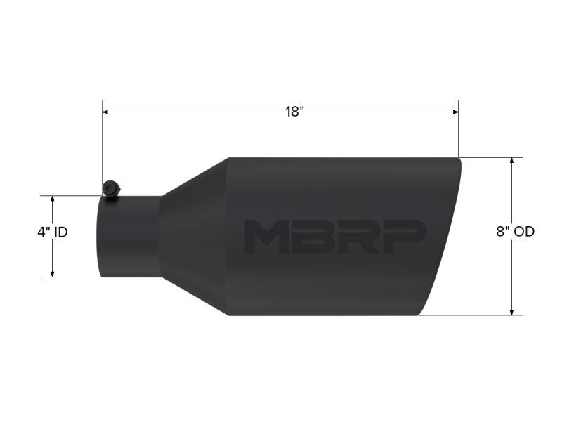 MBRP Universal Tip 8in O.D. Rolled End 4in inlet 18in length Black MBRP Tips