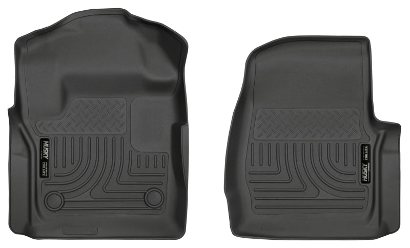 Husky Liners 17 Ford F-250 F-350 Super Duty Standard Cab WeatherBeater Black Front Floor Liners Husky Liners Floor Mats - Rubber