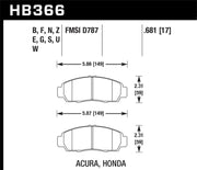 Hawk 02-03 Acura CL 3.2L Base OE Incl.Shims Front ER-1 Brake Pads Hawk Performance Brake Pads - Racing
