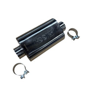 Kooks 3in Oval Clamp In Center/Center Muffler 12in Long Body Polished Stainless Steel Kooks Headers Muffler