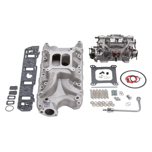 Edelbrock Manifold And Carb Kit Performer RPM Small Block Ford 289-302 Natural Finish Edelbrock Intake Manifolds