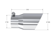 MBRP Universal Tip 4in O.D. Dual Wall Angled 3in inlet 8in length T304 MBRP Steel Tubing