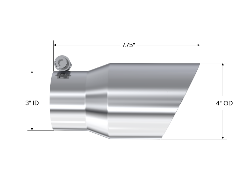 MBRP Universal Tip 4in O.D. Dual Wall Angled 3in inlet 8in length T304 MBRP Steel Tubing