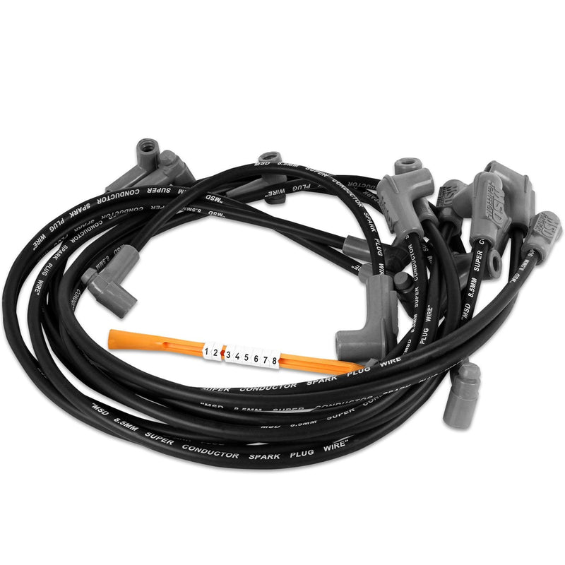 8.5mm Super Conductor Wire set for SBC Sprintcar, Close Fit, in Black MSD Autoparts
