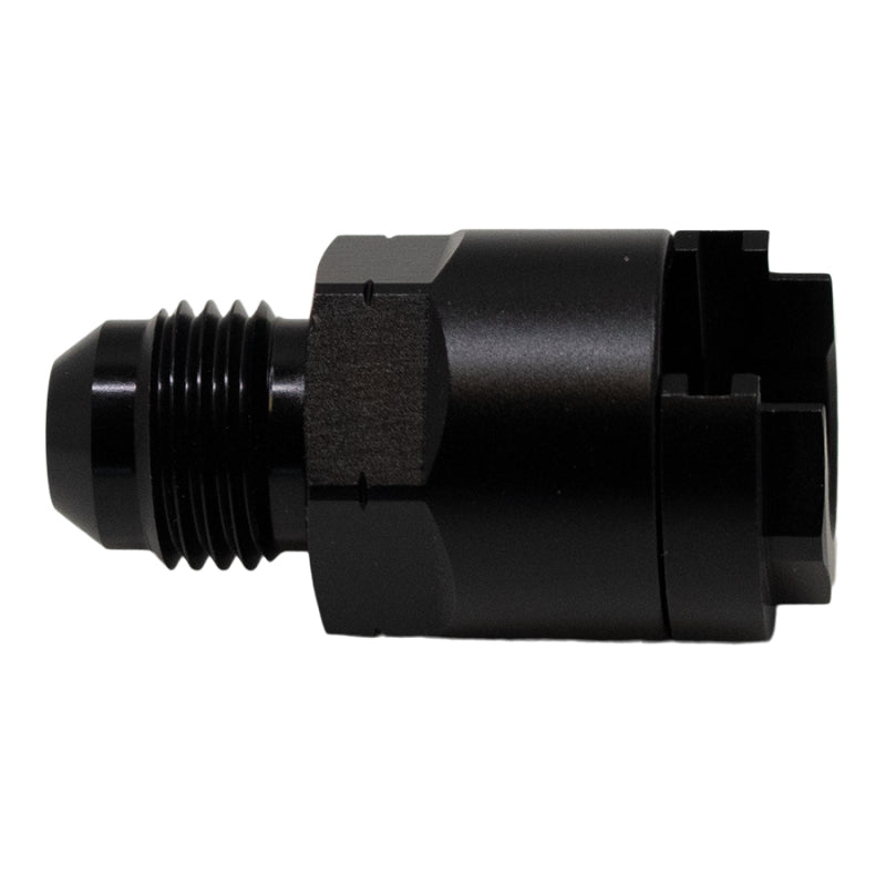 DeatschWerks 6AN Male Flare to 3/8in Female EFI Quick Connect Adapter - Anodized Matte Black DeatschWerks Fuel Components Misc
