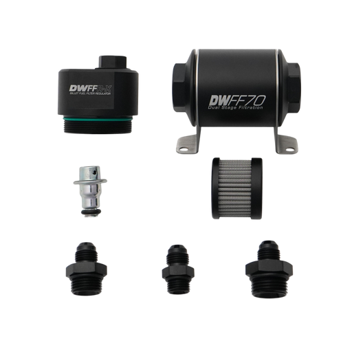 DeatschWerks DWFFR-X 70mm Billet Fuel Filter Regulator - 10 Micron with 6AN Fittings DeatschWerks Fuel Pressure Regulators