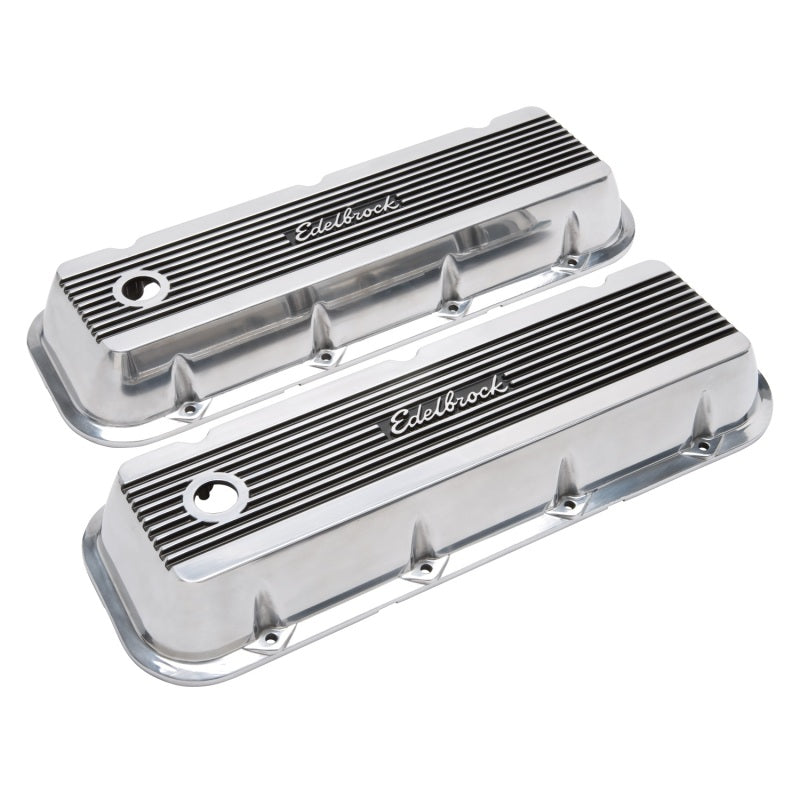 Edelbrock Valve Cover Elite II Chevrolet 1965 and Later 396-502 Big Block V8 Polished Edelbrock Valve Covers