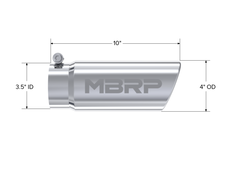 MBRP Universal Tip 4in O.D. Angled Rolled End 3.5in inlet 10 length MBRP Steel Tubing