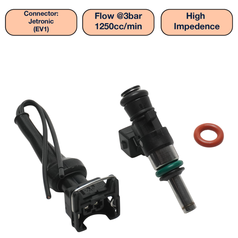 DeatschWerks Universal 1250cc Single Fuel Injector / 34mm Length / 14mm O-Ring Seals DeatschWerks Fuel Injectors - Single