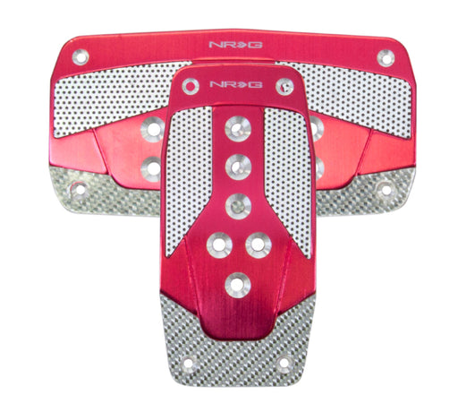 NRG Aluminum Sport Pedal A/T - Red w/Silver Carbon NRG Pedal Covers