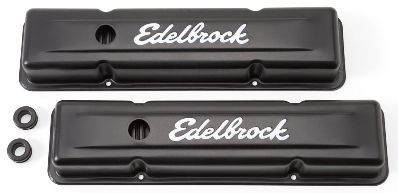 Edelbrock Valve Cover Signature Series Chevrolet 1959-1986 262-400 CI V8 Low Black Edelbrock Valve Covers