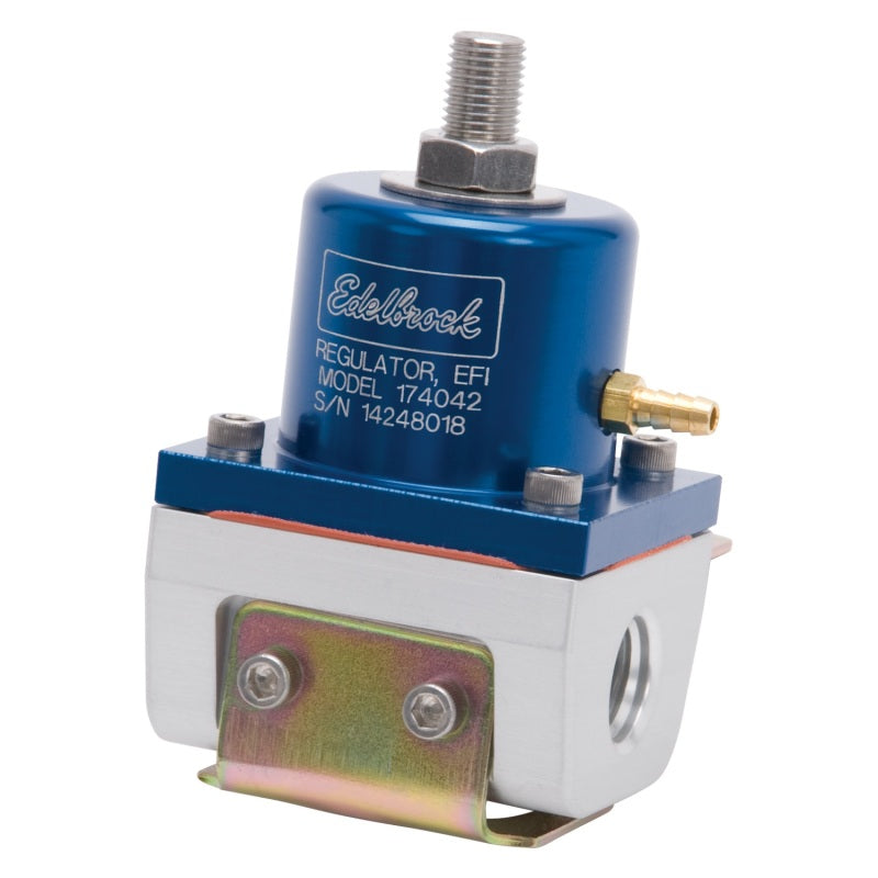 Edelbrock Fuel Pressure Regulator EFI 180 GPH 35-90 PSI -6 In/Out -6 Return Blue/Clear Edelbrock Fuel Pressure Regulators