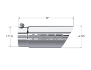 MBRP Universal Tip 3in O.D. Dual Wall Angled 4 inlet 10 length MBRP Steel Tubing