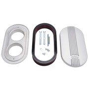 Edelbrock Air Cleaner Classic Series Oval Aluminum 17 5In X 9 35In X 4 45In Dual Carburetor Edelbrock Air Filters - Universal Fit