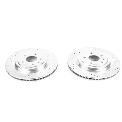 Power Stop 14-19 Chevrolet Corvette Rear Evolution Drilled & Slotted Rotors - Pair PowerStop Brake Rotors - Slot & Drilled
