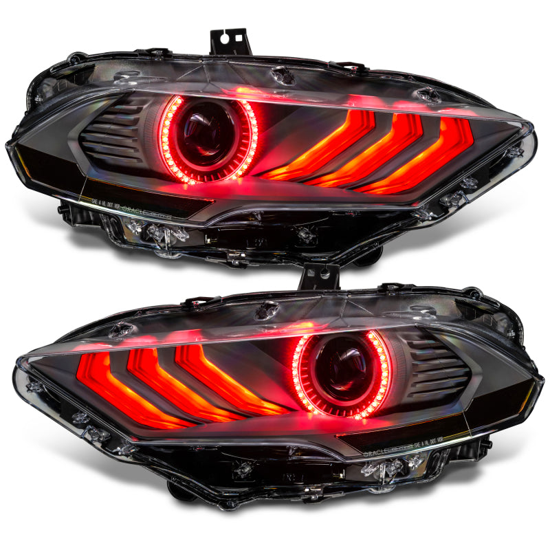 Oracle Lighting 18-23 Ford Mustang Dynamic ColorSHIFT LED Headlights - Black Series ORACLE Lighting Headlights